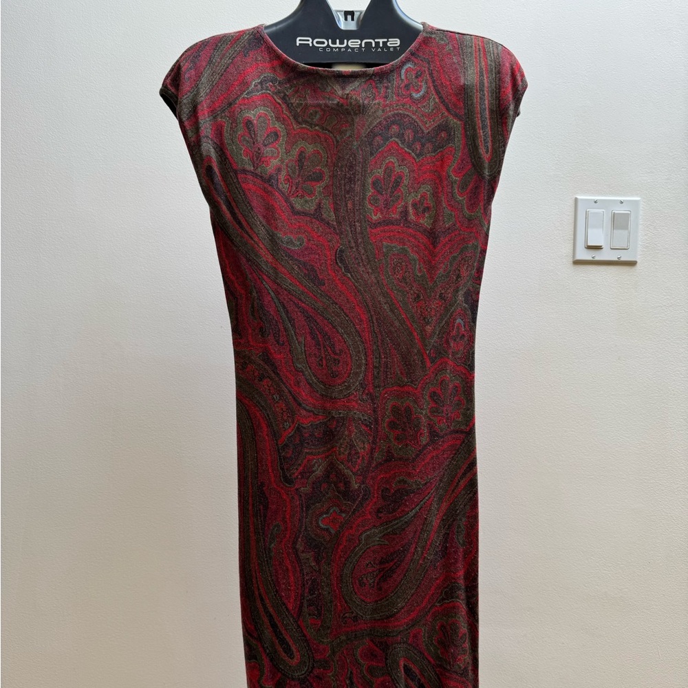 Elegant Vintage Ralph Lauren Paisley Red Dress